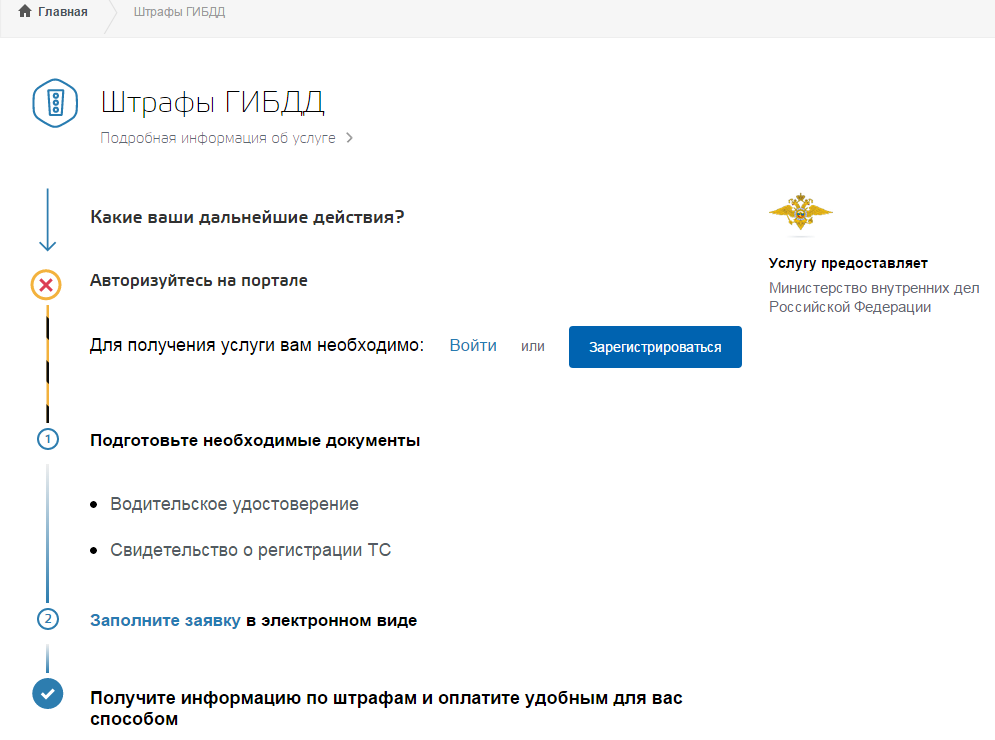 Штрафы в личном кабинете ГИБДД